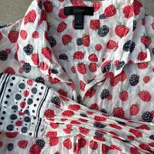 J.Crew Red and Black Berry Print Cotton Tunic size small